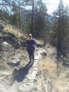 Trekking up a nice incline.  This is about an hour into the hike, all smiles still!