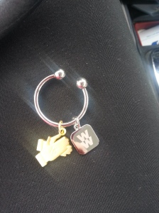 My WW keyring with my new 16 week charm (clapping hands) on it.