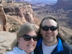 Our first view of Canyonlands.  See the awesome view in the background.